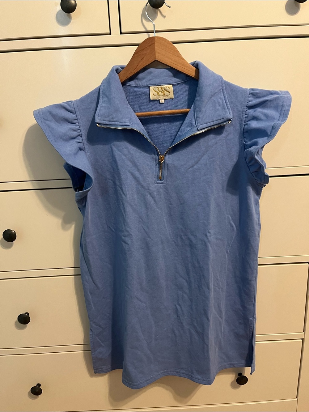 SSYS Half Zip Flutter Sleeve Top